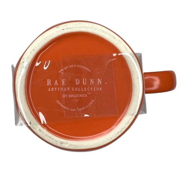 ❌SOLD❌ Rae Dunn NWT PUMPKIN Wooden Lid Fall Autumn Mug Orange and Ivory NEW - Picture 5 of 13
